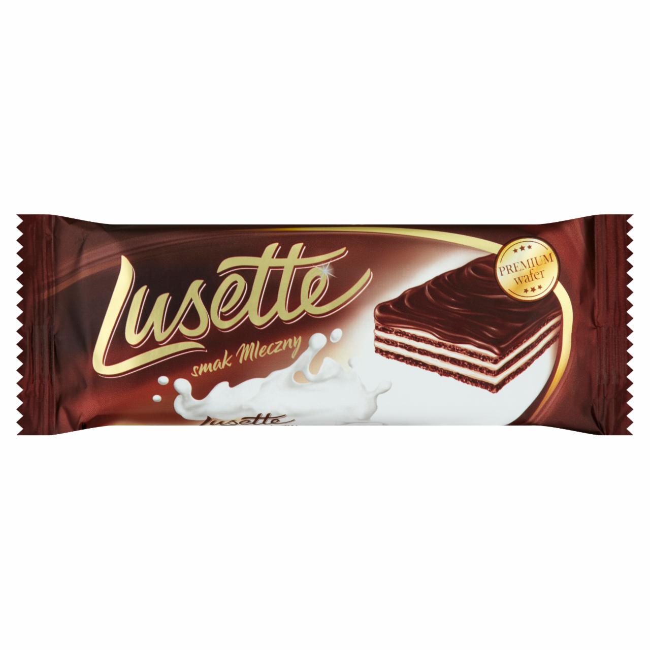 Fotografie - Dark Crispy Wafer with Milk Cream Filling in Cocoa Coating Lusette