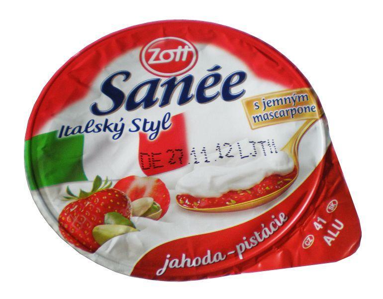 Fotografie - Sanée jogurt Italský styl jahoda a pistácie