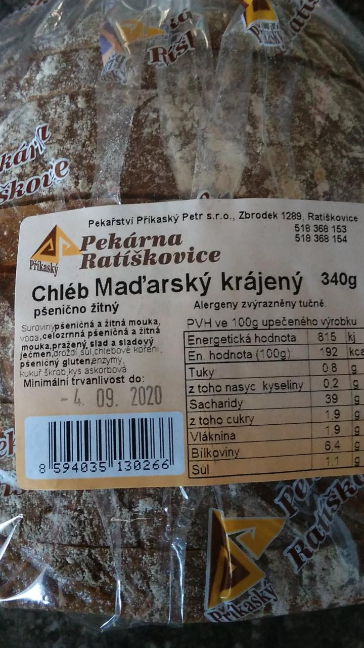 Fotografie - Chléb Maďarský krájený Pekárna Ratíškovice