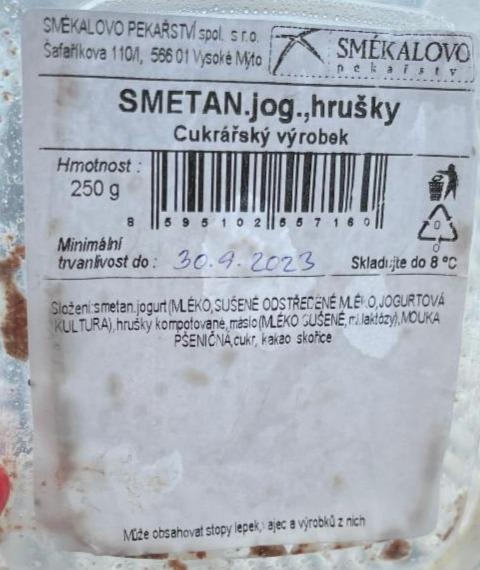 Fotografie - Smetanový jogurt hruškový Smékalovo pekařství
