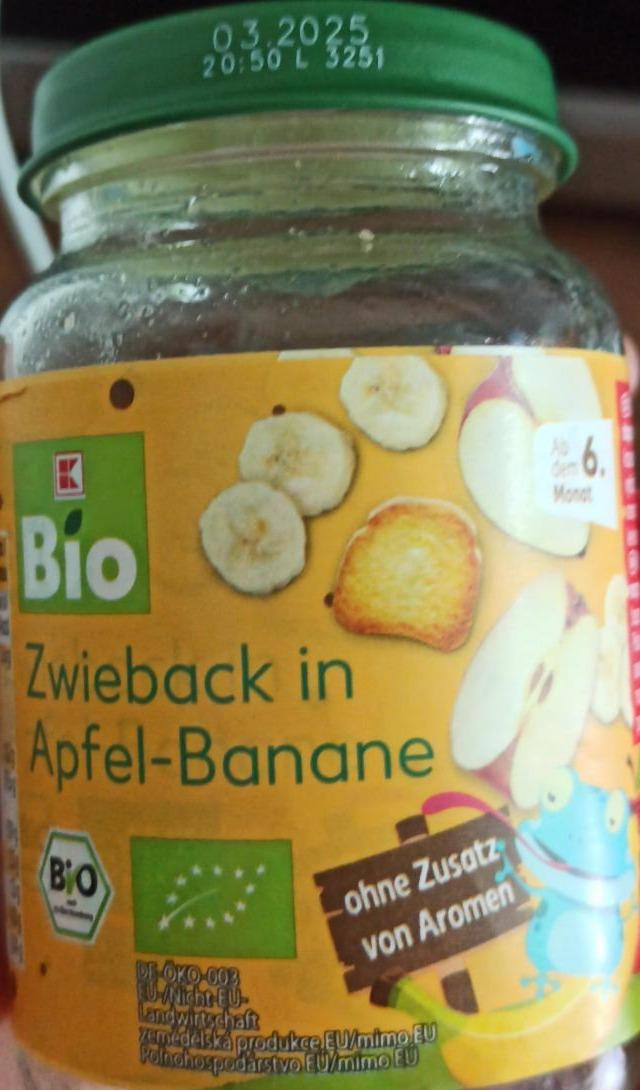 Fotografie - bio ovocno-cereální příkrm, Jablečno banánový se suchary K-Bio