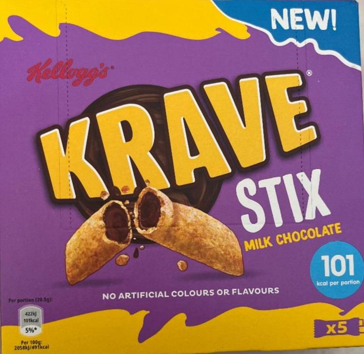 Fotografie - Krave Stix milk chocolate Kellogg's