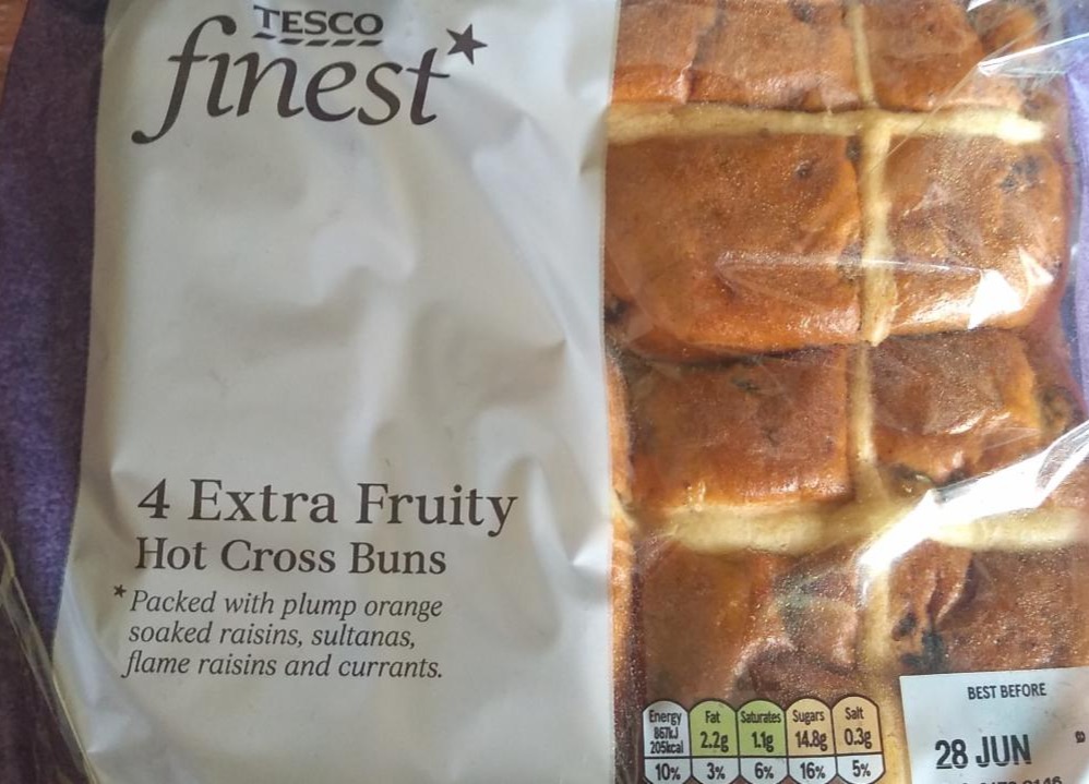 Fotografie - Hot cross buns 4 extra fruity Tesco finest
