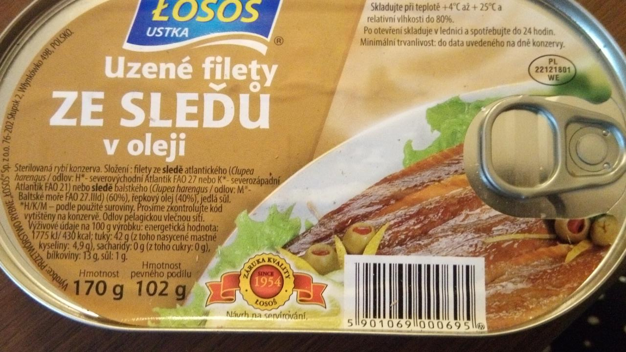 Fotografie - uzené filety ze sleďů v oleji losos Ustka