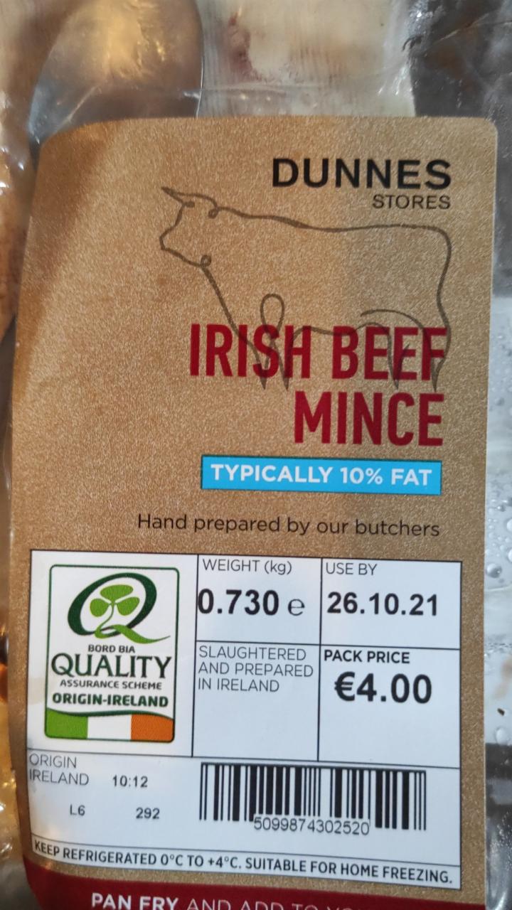 Fotografie - Irish Mince Beef Typically 10% Fat Dunnes Stores