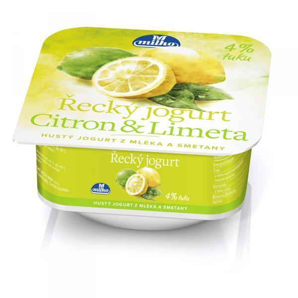Fotografie - řecký jogurt citron a limeta 4% tuku Milko