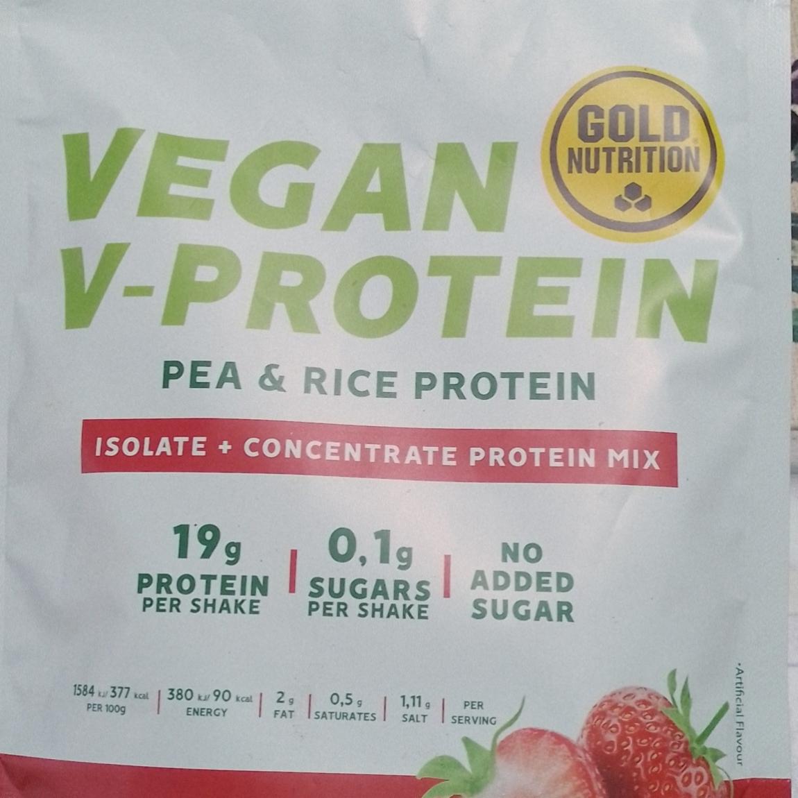 Fotografie - Vegan V-PROTEIN jahoda Gold Nutrition