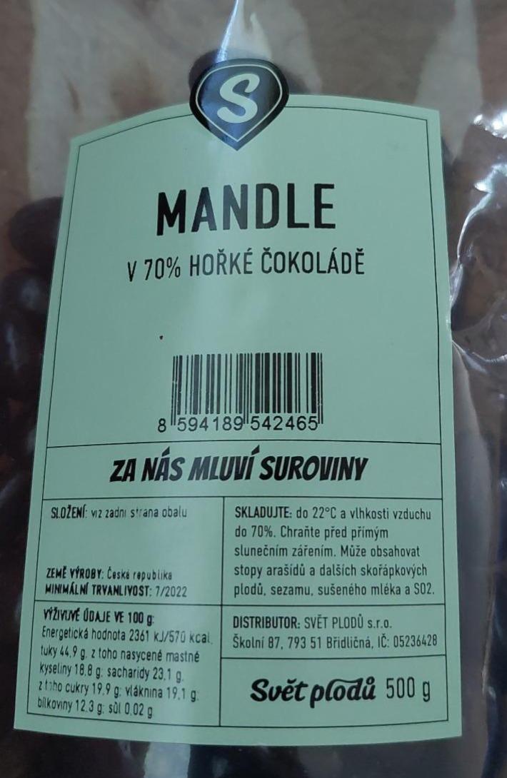 Fotografie - Mandle v 70% hořké čokoládě Svět plodů