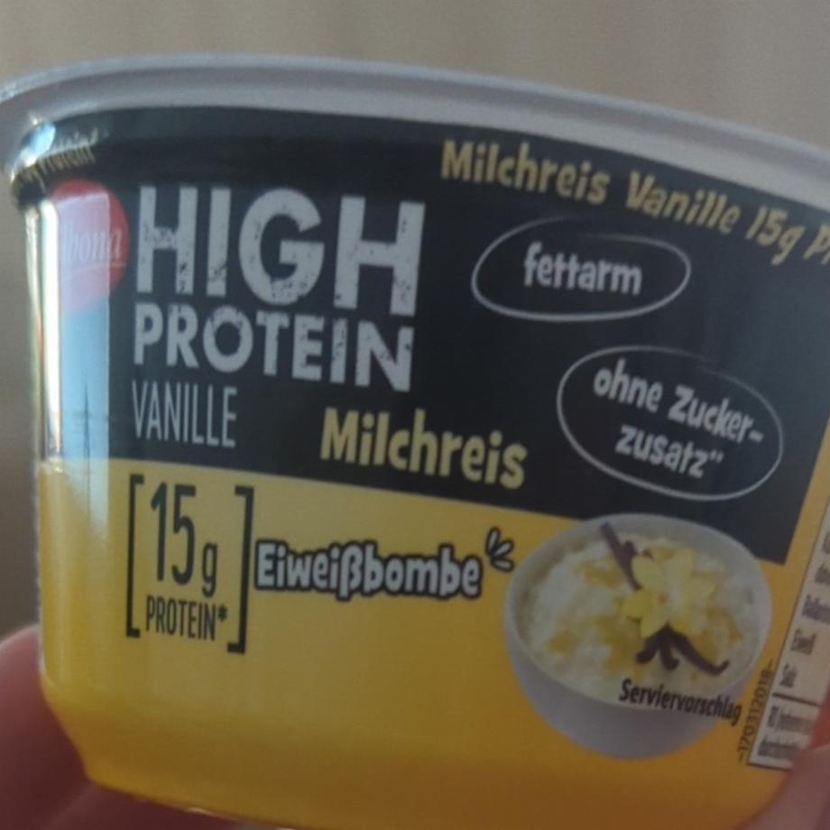 Fotografie - High protein Milchreis Vanille Milbona
