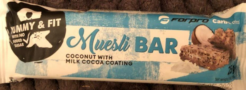 Fotografie - Muesli Bar coconut with milk cocoa coating Forpro