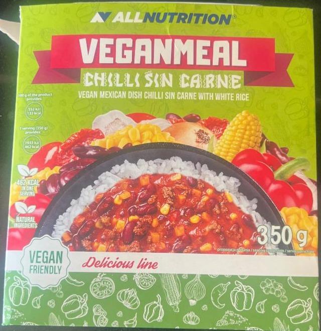 Fotografie - VeganMeal chilli sin carne with rice AllNutrition