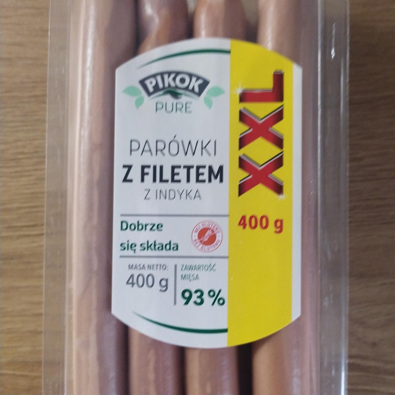 Fotografie - Parówki z filetem z indyka XXL 93% mięsa Pikok Pure