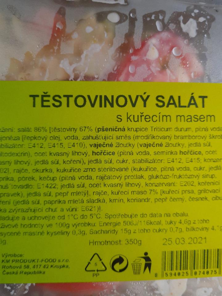 Fotografie - Těstovinový salát s kuřecím masem KM produkt food