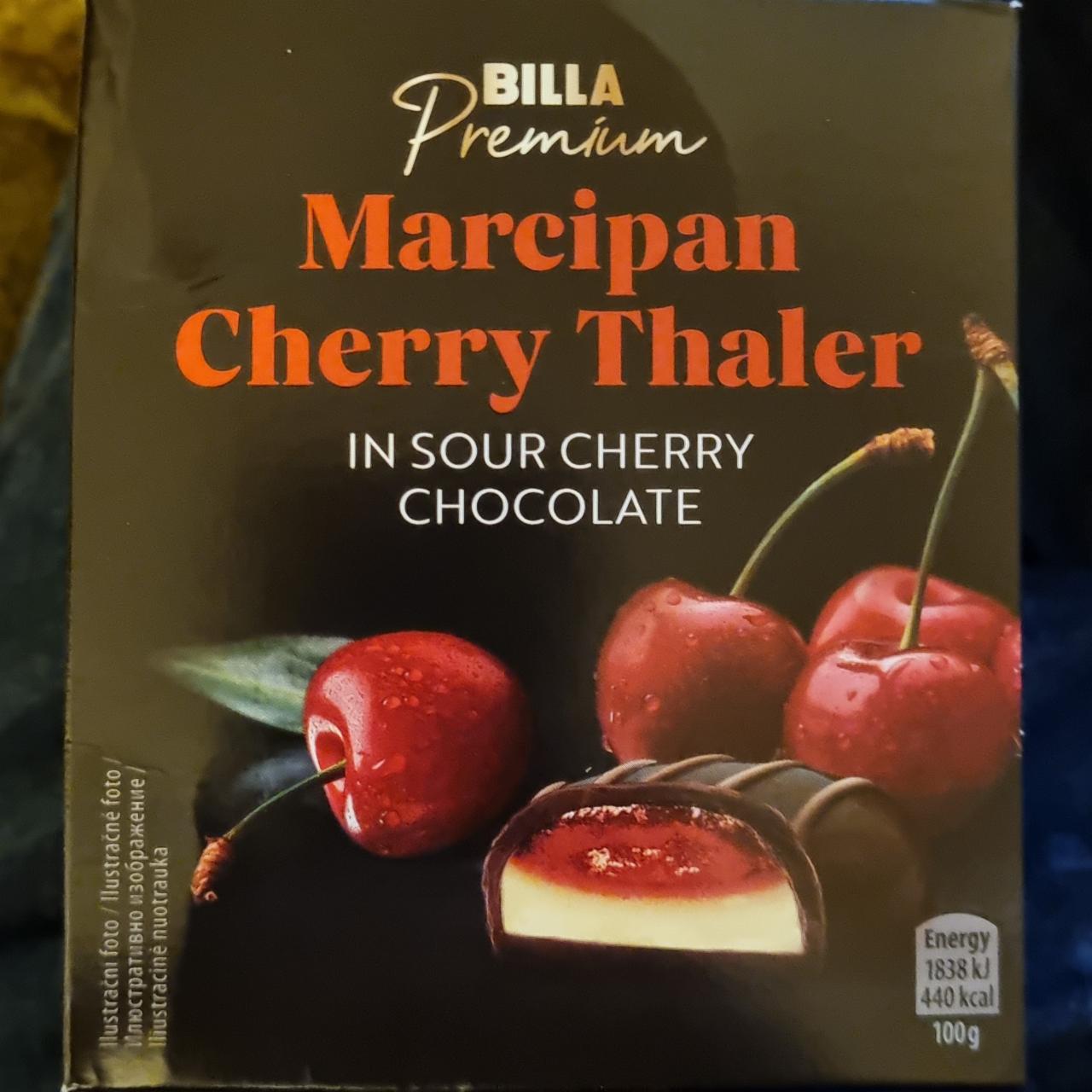 Fotografie - Marcipan Cherry Thaler in sour cherry chocolate Billa Premium