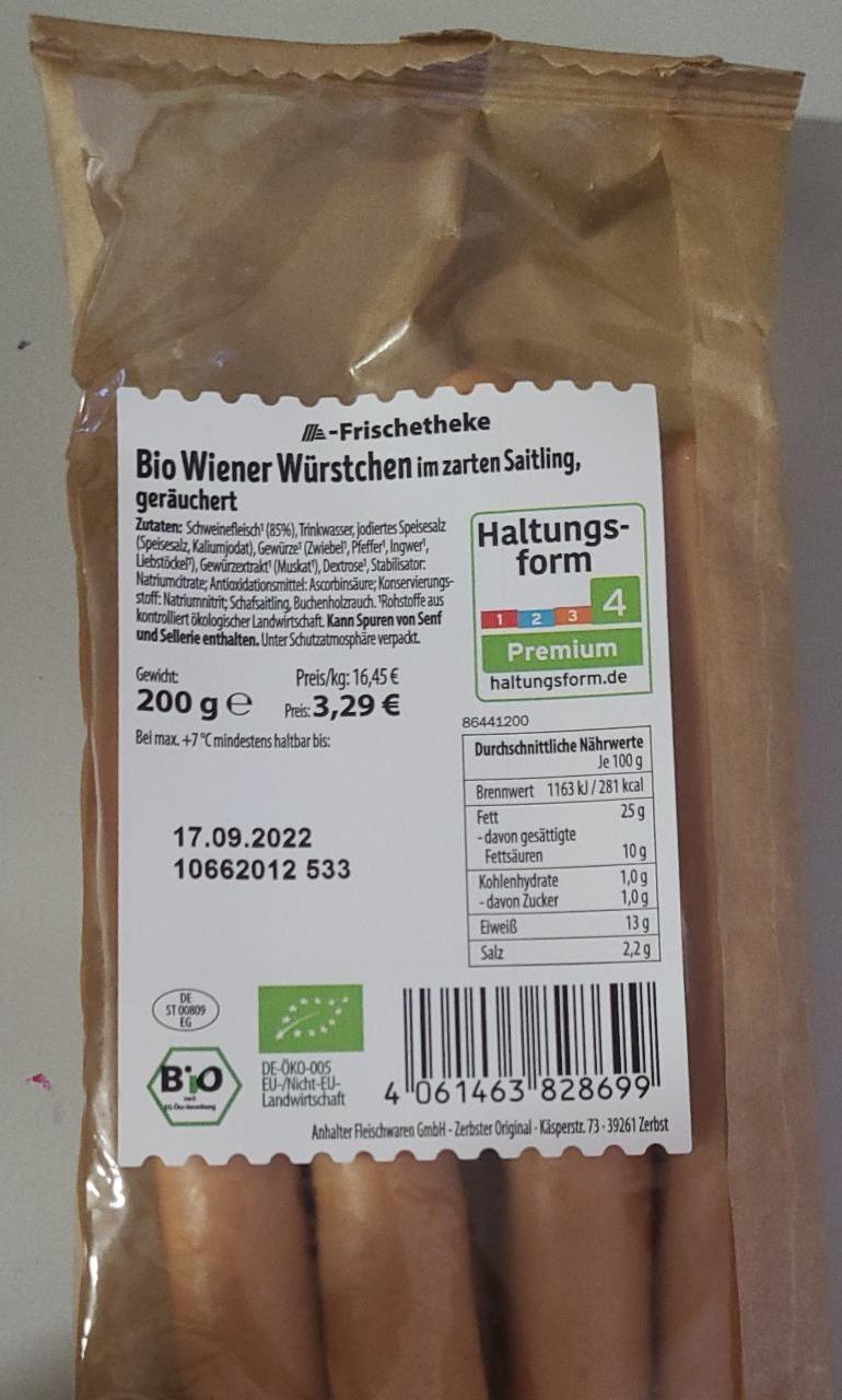 Fotografie - Bio Wiener Würstchen Aldi