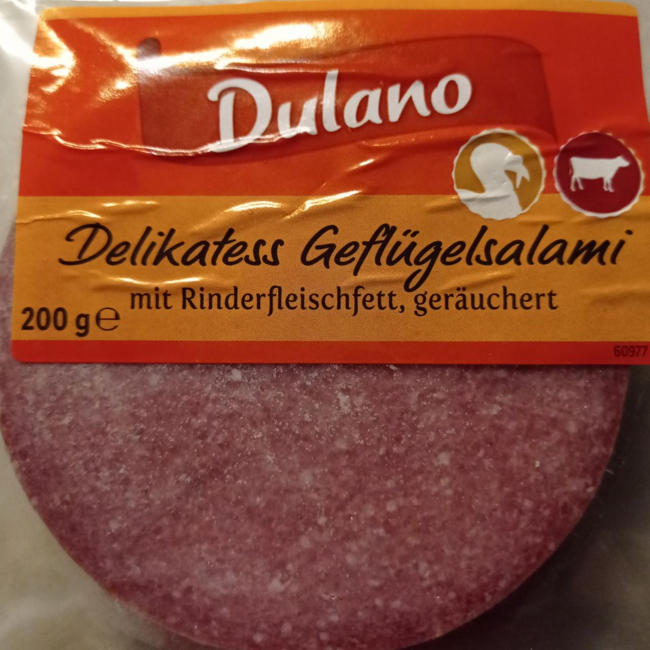 Fotografie - Delikatess Geflügelsalami mit Rinderfleischfett, geräuchert Dulano