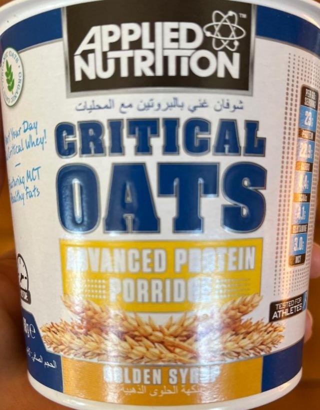 Fotografie - Critical Oats Advanced protein porridge Golden Syrup Applied nutrition