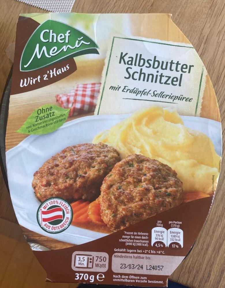 Fotografie - Kalbsbutterschnitzel mit Erdäpfel-Selleriepüree Chef Menü