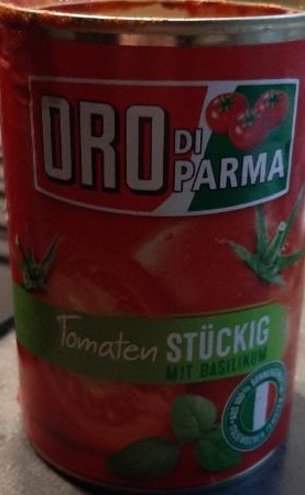 Fotografie - ORO DI PARMA Tomaten Stückig mit Basilikum