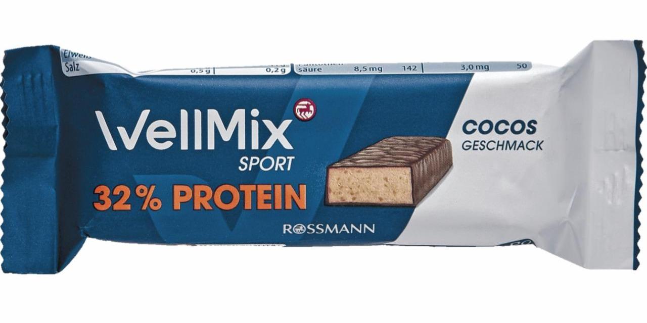 Fotografie - 32% Protein Riegel Cocos Geschmack WellMix Sport