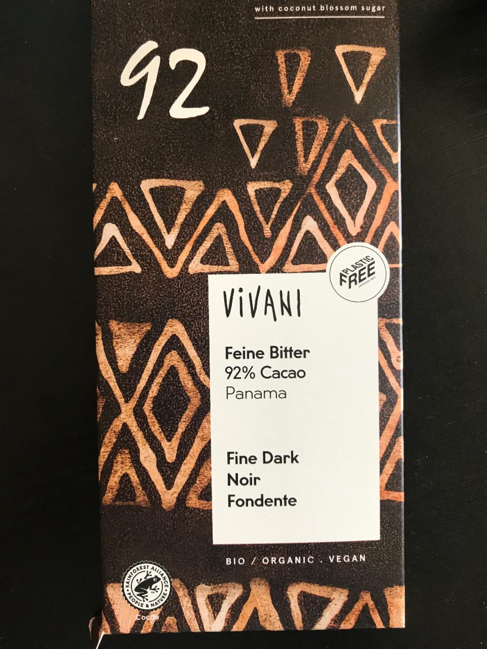 Fotografie - hořká čokoláda 92 % BIO Vivani