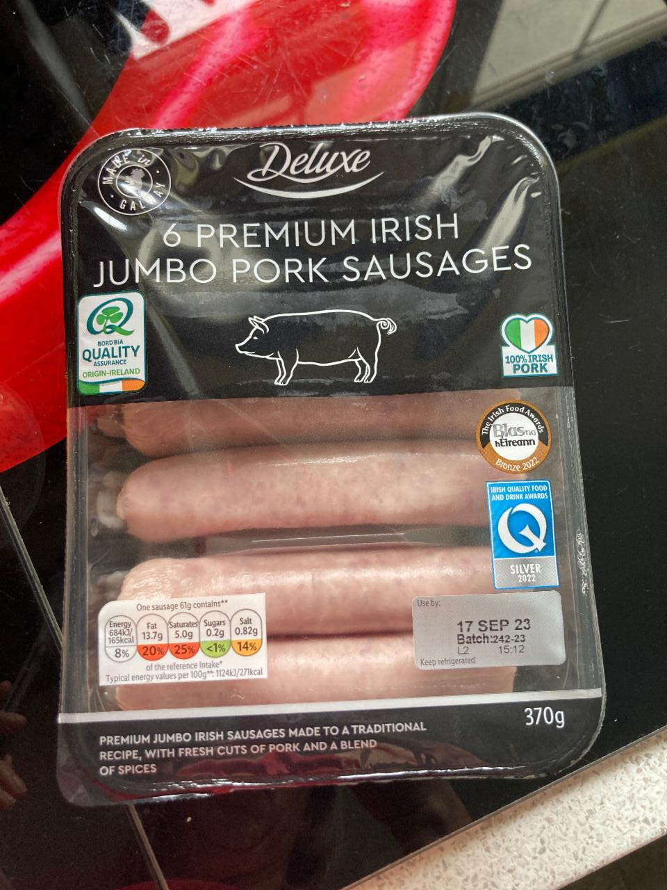 Fotografie - 6 Premium Irish jumbo pork sausages Deluxe