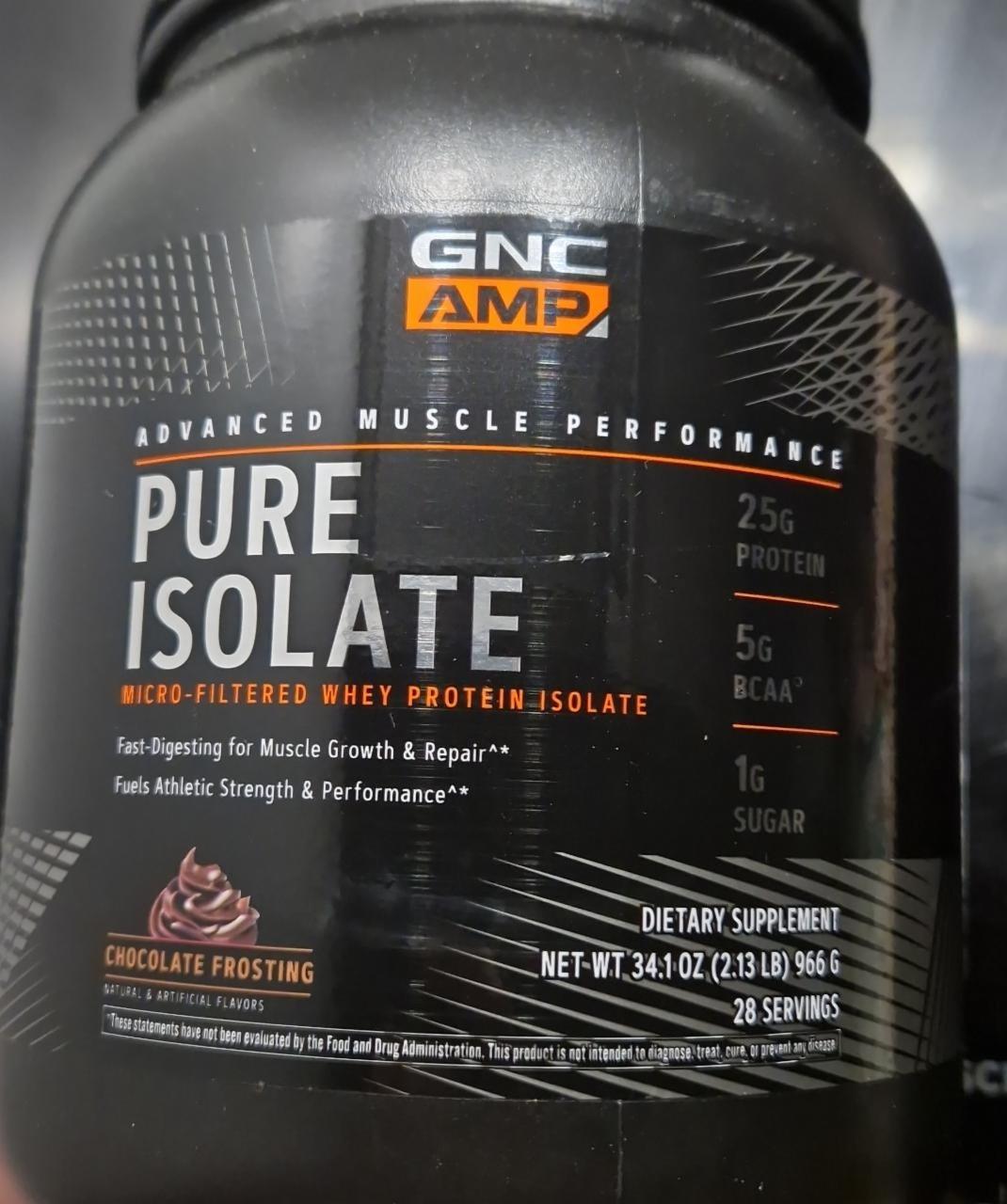 Fotografie - Pure Isolate Whey Protein Chocolate Frosting GNC AMP