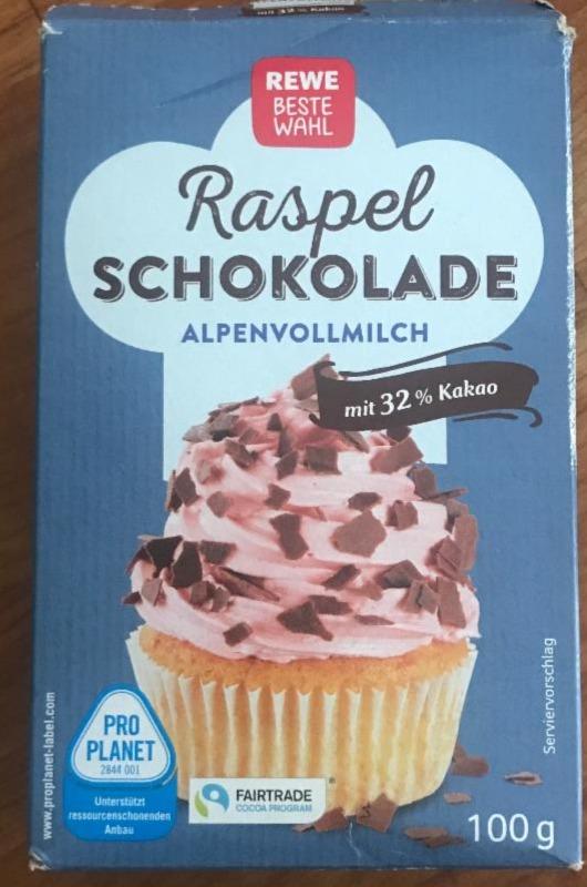 Fotografie - Raspel Schokolade Alpenvollmilch Rewe beste wahl