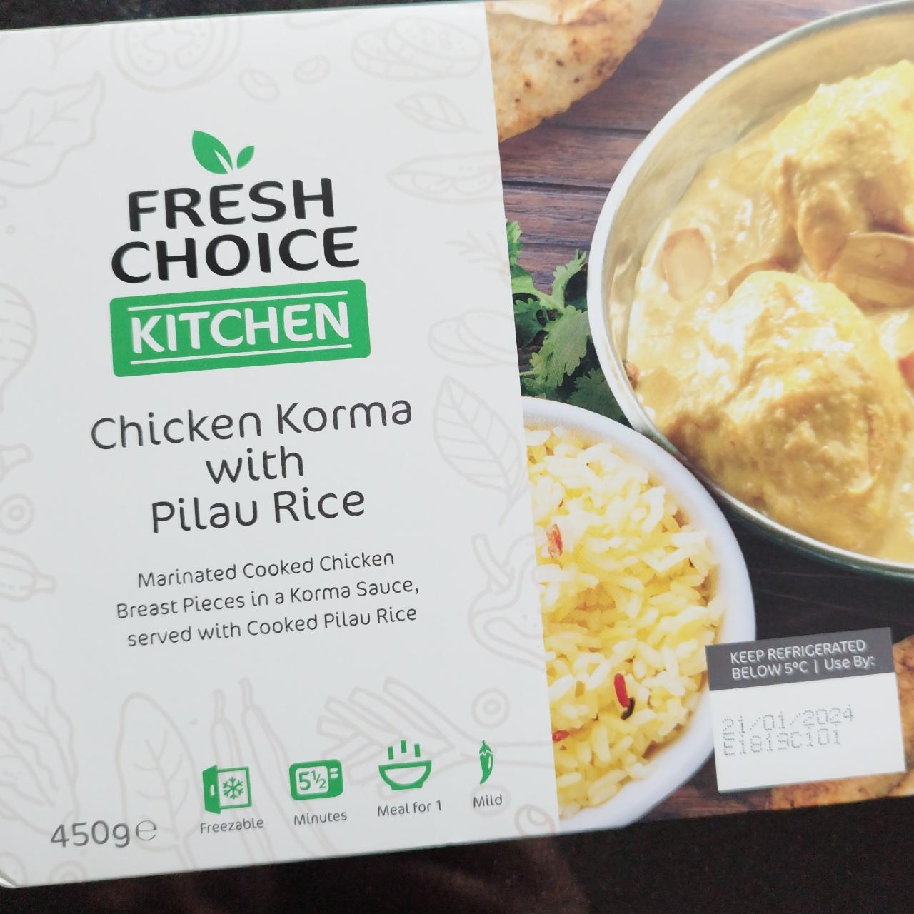 Fotografie - Chicken Korma with Pilau Rice Fresh Choice