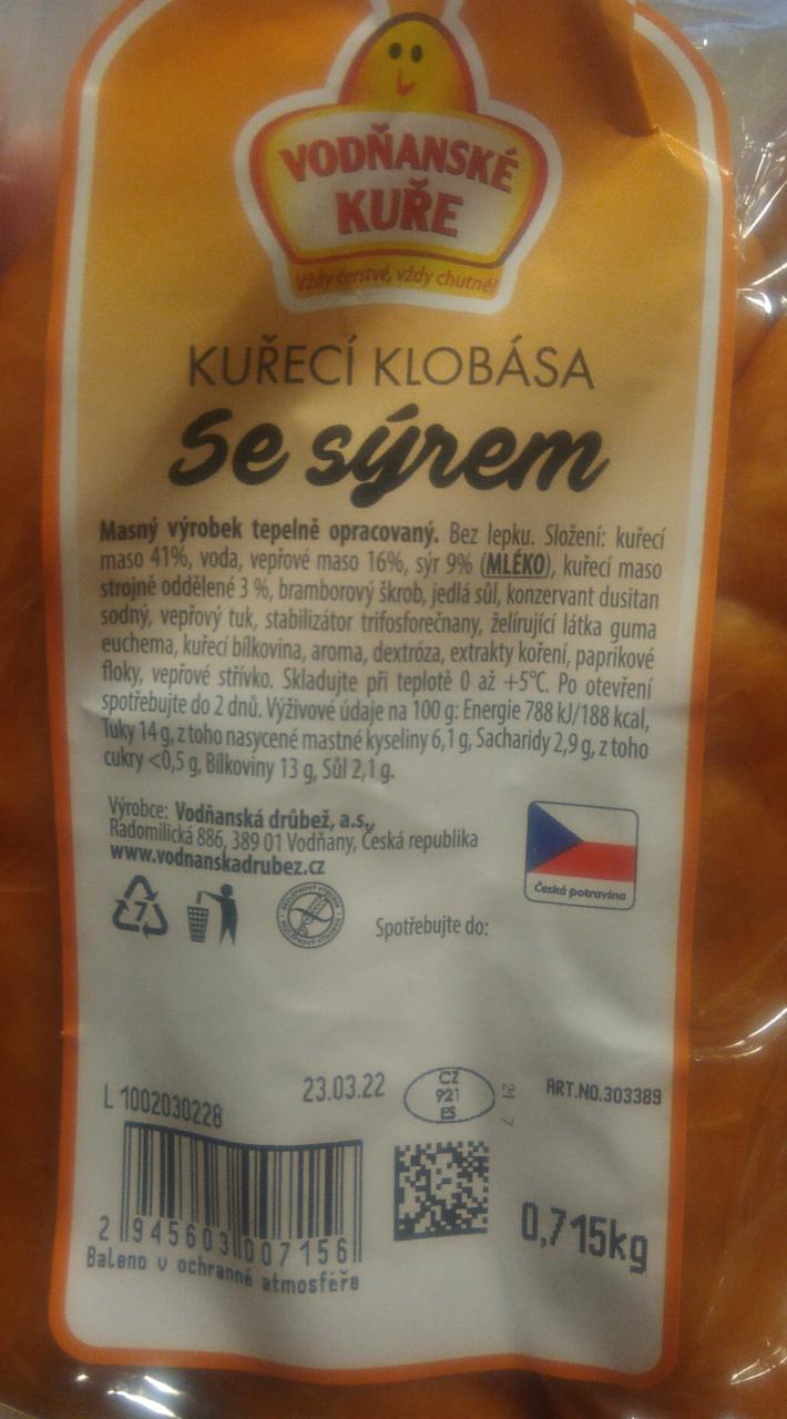 Fotografie - Kuřecí klobása se sýrem Vodňanské kuře