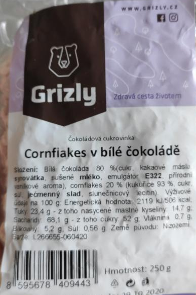 Fotografie - Cornflakes v bílé čokoládě Grizly