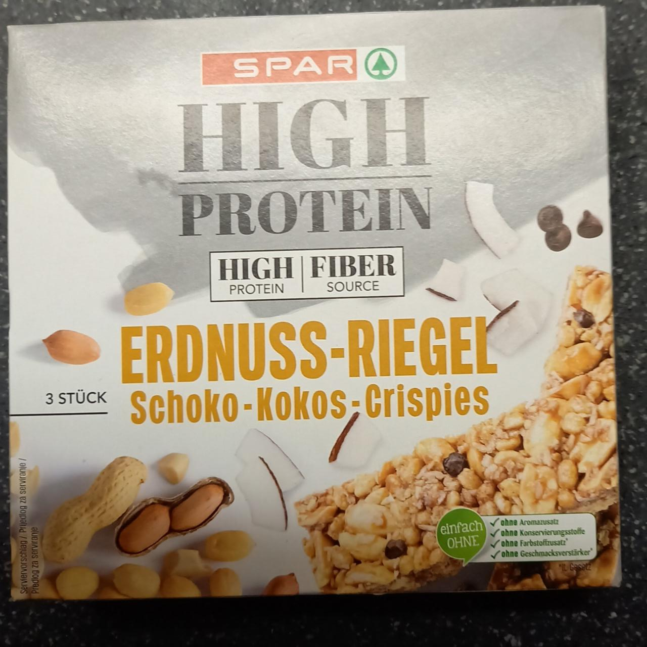 Fotografie - High Protein Erdnuss-riegel Schoko-Kokos-Crispies Spar
