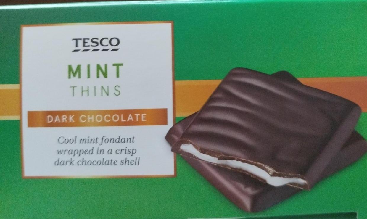 Fotografie - Mint thins dark chocolate Tesco