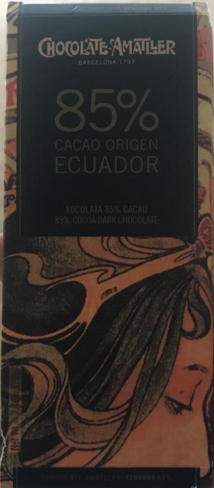 Fotografie - Chocolate Amatller 85% Cacao Origen Ecuador