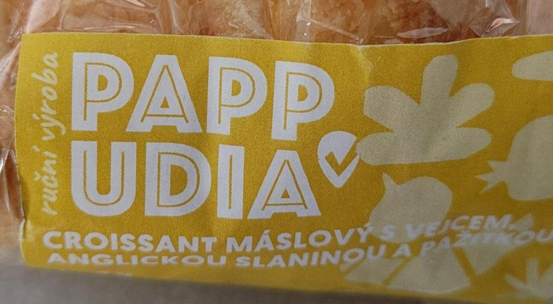 Fotografie - Croissant máslový s vejcem, anglickou slaninou a pažitkou Pappudia
