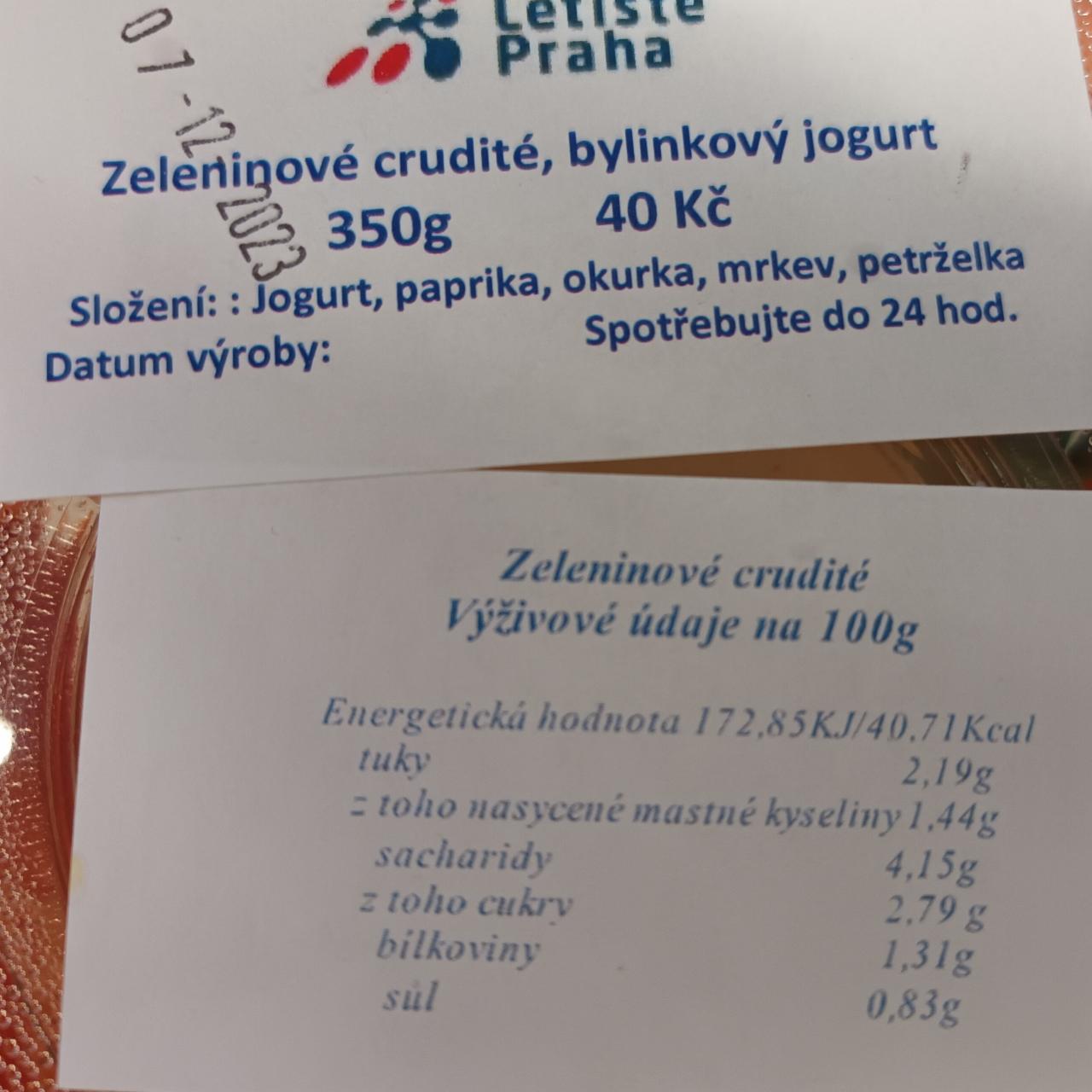 Fotografie - Zeleninové crudité, bylinkový jogurt Letiště Praha