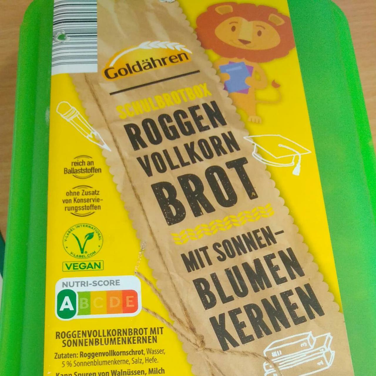 Fotografie - Schulbrotbox Roggen Vollkorn Brot mit Sonnenblumen Kernen Goldähren