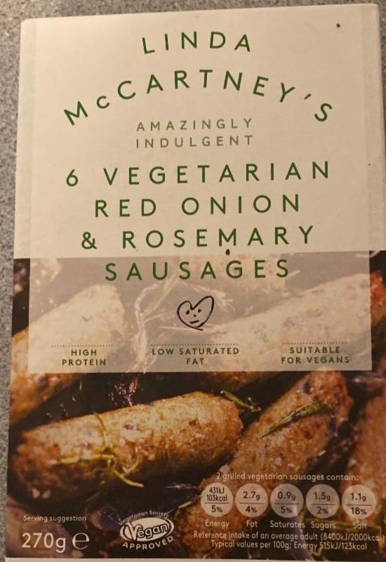 Fotografie - 6 Vegetarian Red Onion & Rosemary Sausages Linda McCartney's