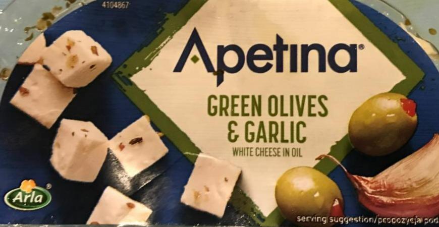 Fotografie - Green olives & garlic white cheese in oil Apetina Arla
