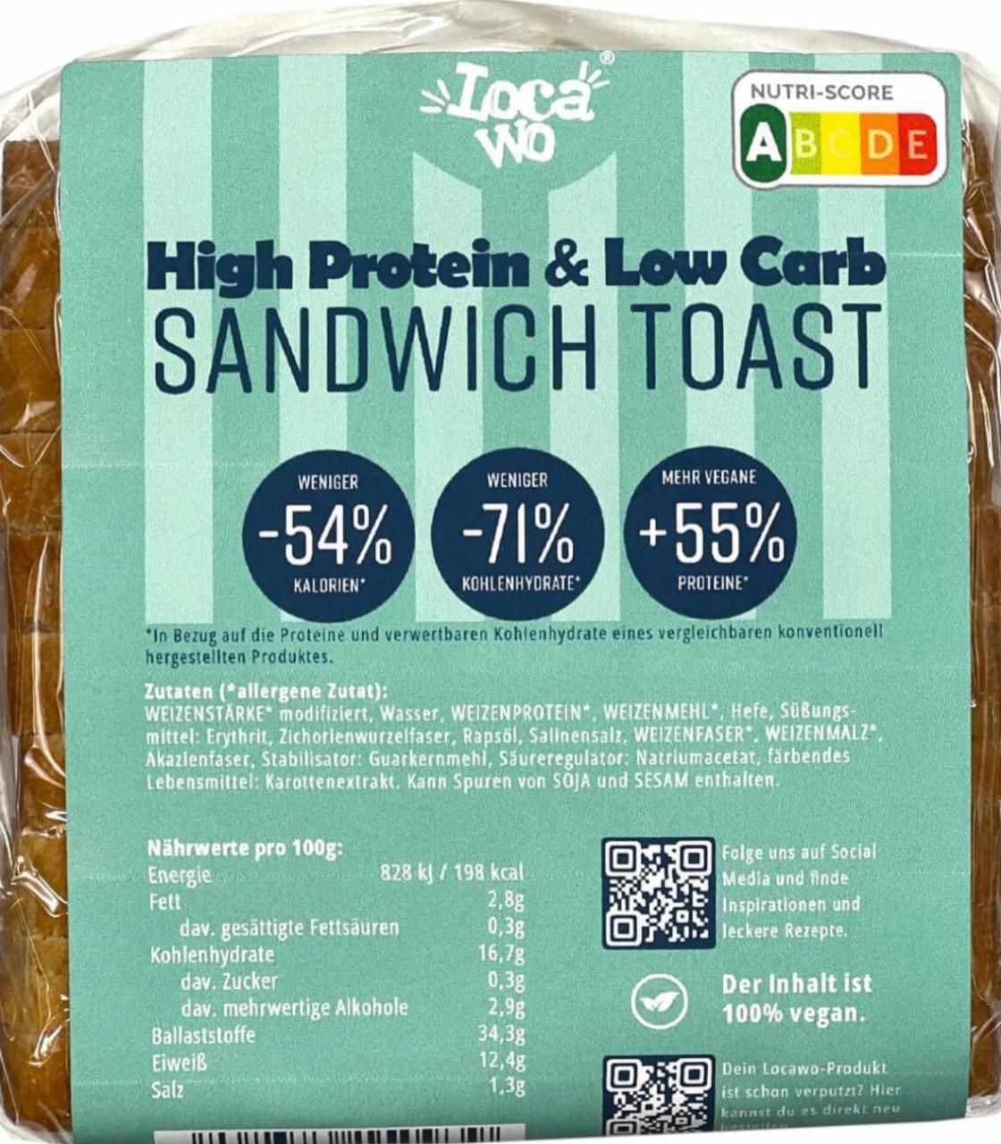Fotografie - High Protein & Low Carb Sandwich Toast Locawo