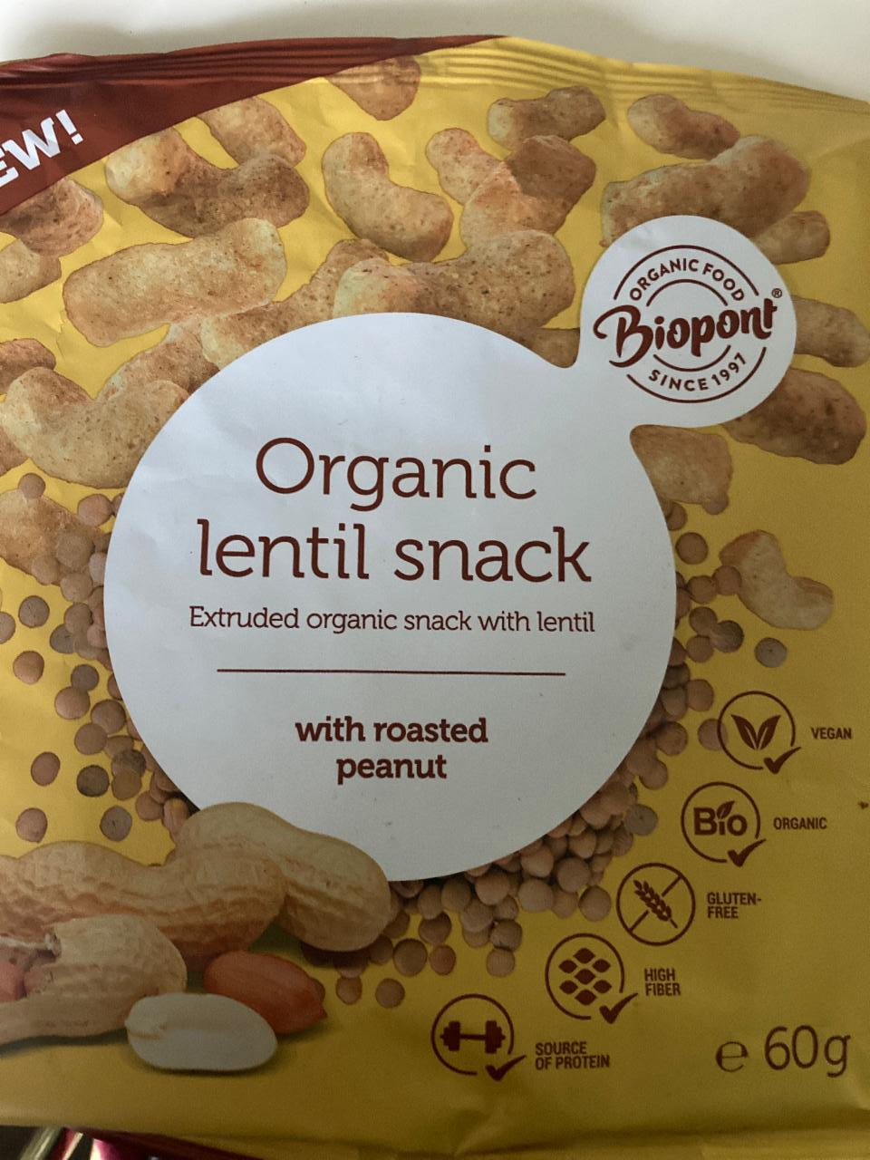 Fotografie - Organic lentil snack with roasted peanut Biopont