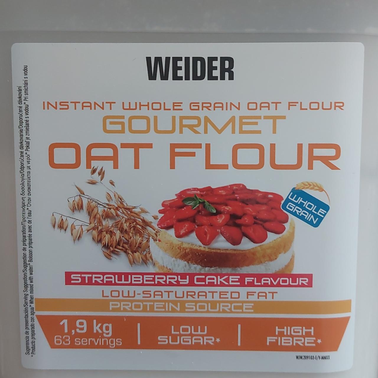 Fotografie - Instant whole grain oat flour Gourmet Oat flour Strawberry cake flavour Weider
