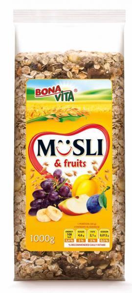 Fotografie - Bona Vita müsli s ovocem nepražené bez přidaného cukru
