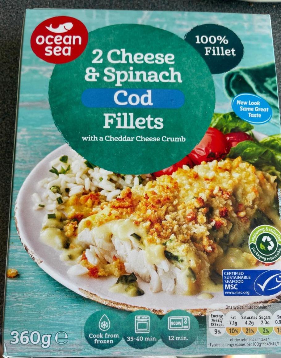 Fotografie - 2 Cheese & Spinach Cod Fillets Ocean Sea