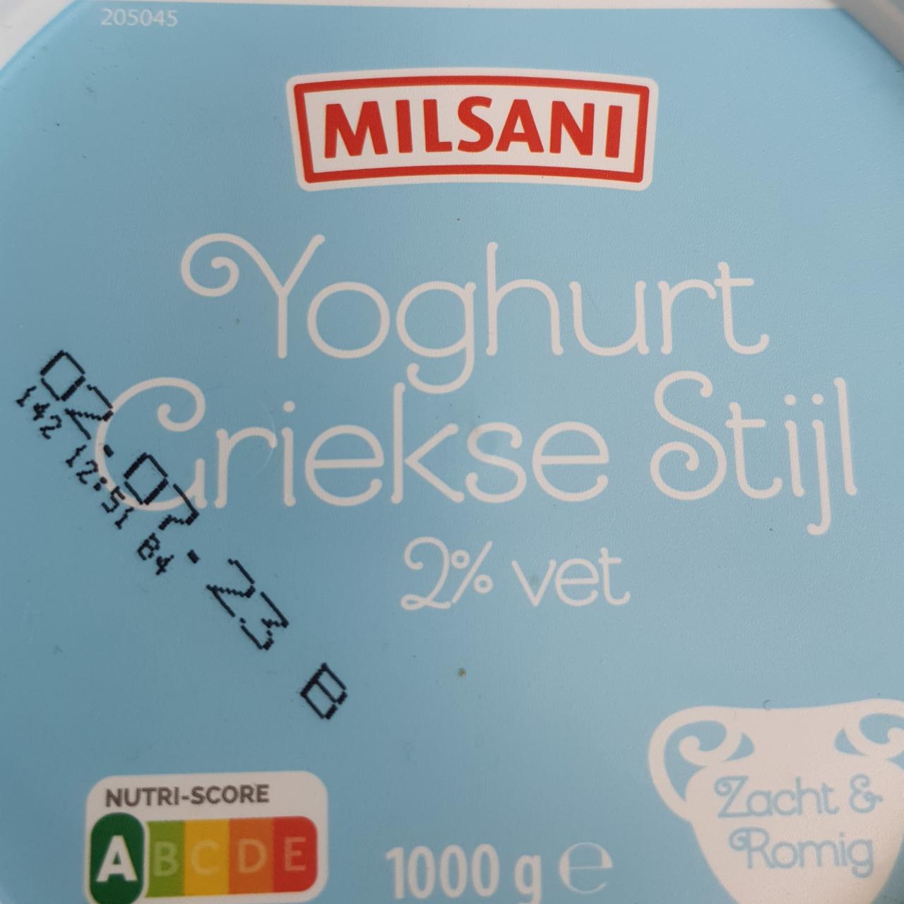 Fotografie - Yoghurt Griekse Stijl 2% vet Milsani