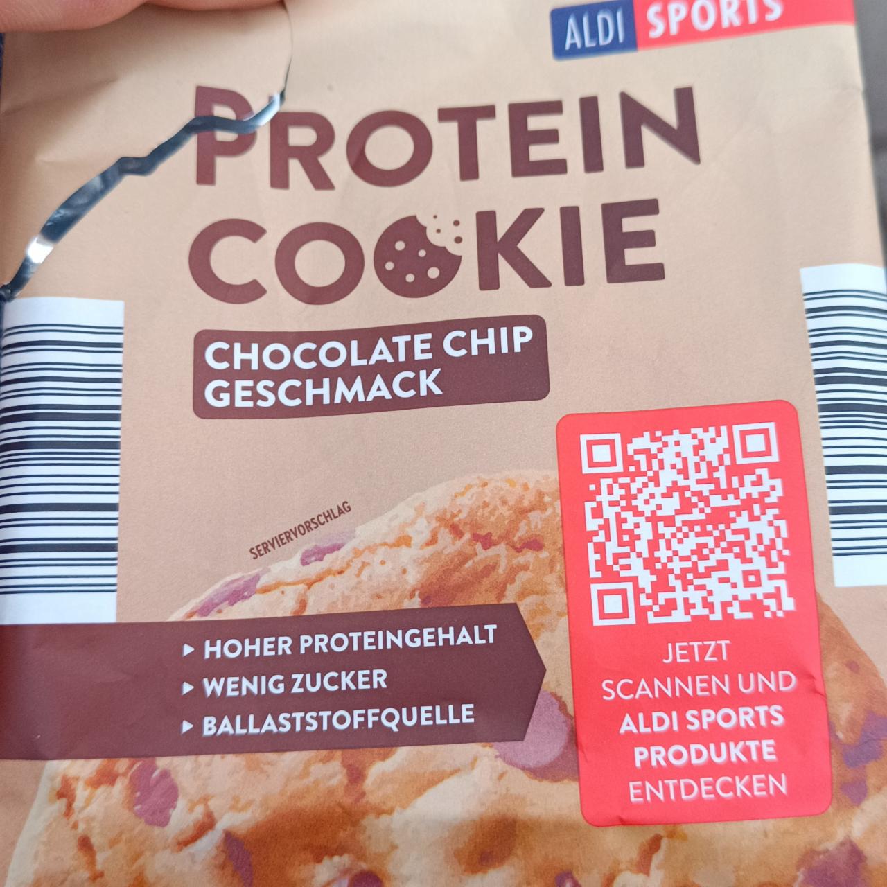 Fotografie - Protein Cookie Chocolate Chip Geschmack Aldi Sports