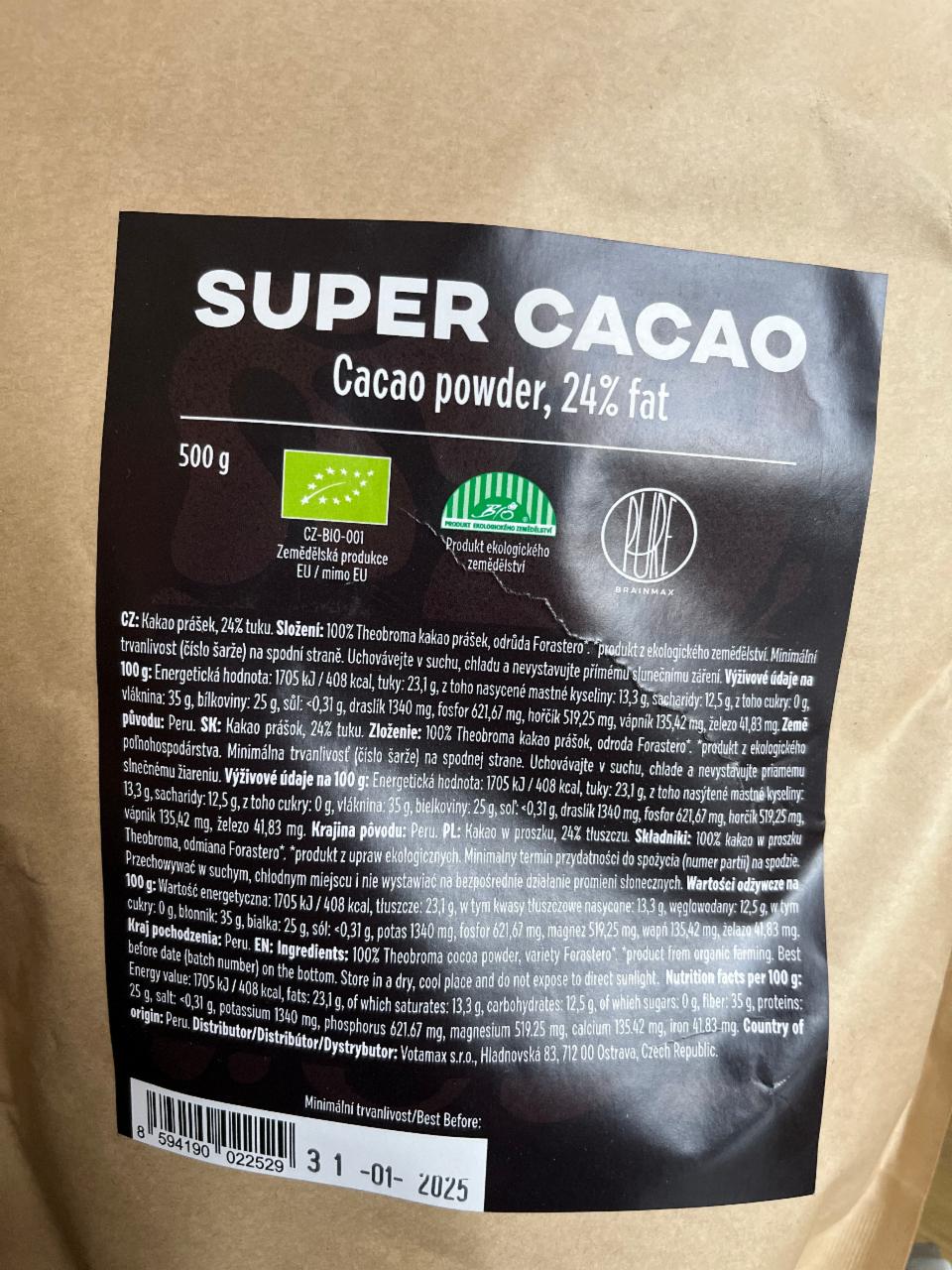 Fotografie - Pure Organic 24 Super Cacao BrainMax