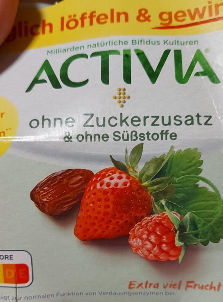 Fotografie - Activia ohne Zuckerzusatz & ohne Süßstoffe Erdbeere, Dattel Himbeeren