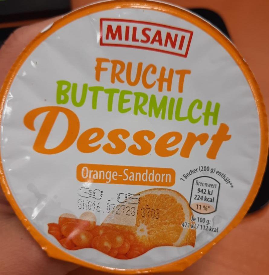 Fotografie - Frucht buttermilch dessert orange-sanddorn Milsani