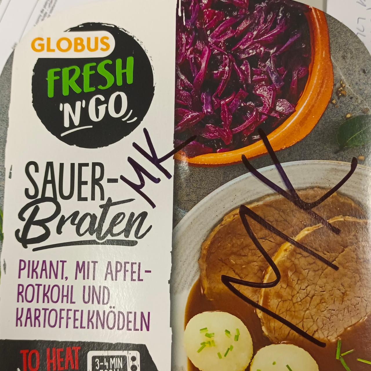 Fotografie - FRESH 'N' GO SauerBraten pikant, mit apfelrotkohl und kartoffelknödel Globus